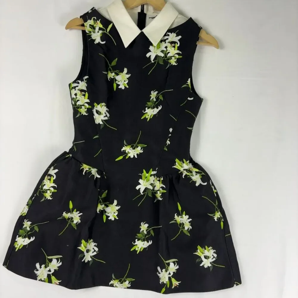 Shushu/Tong Shirt neck Patchwork Floral Mini Dress - Picture 2 of 7